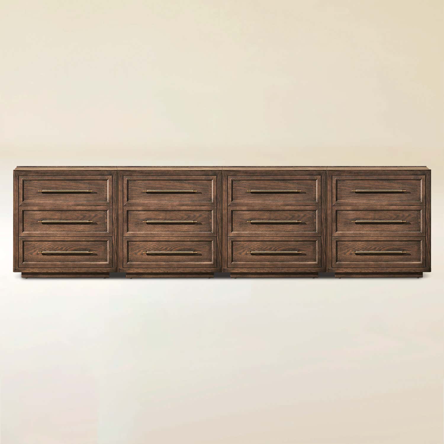 Alvar 126″ Oak 12-Drawer Chest(Set of 4)