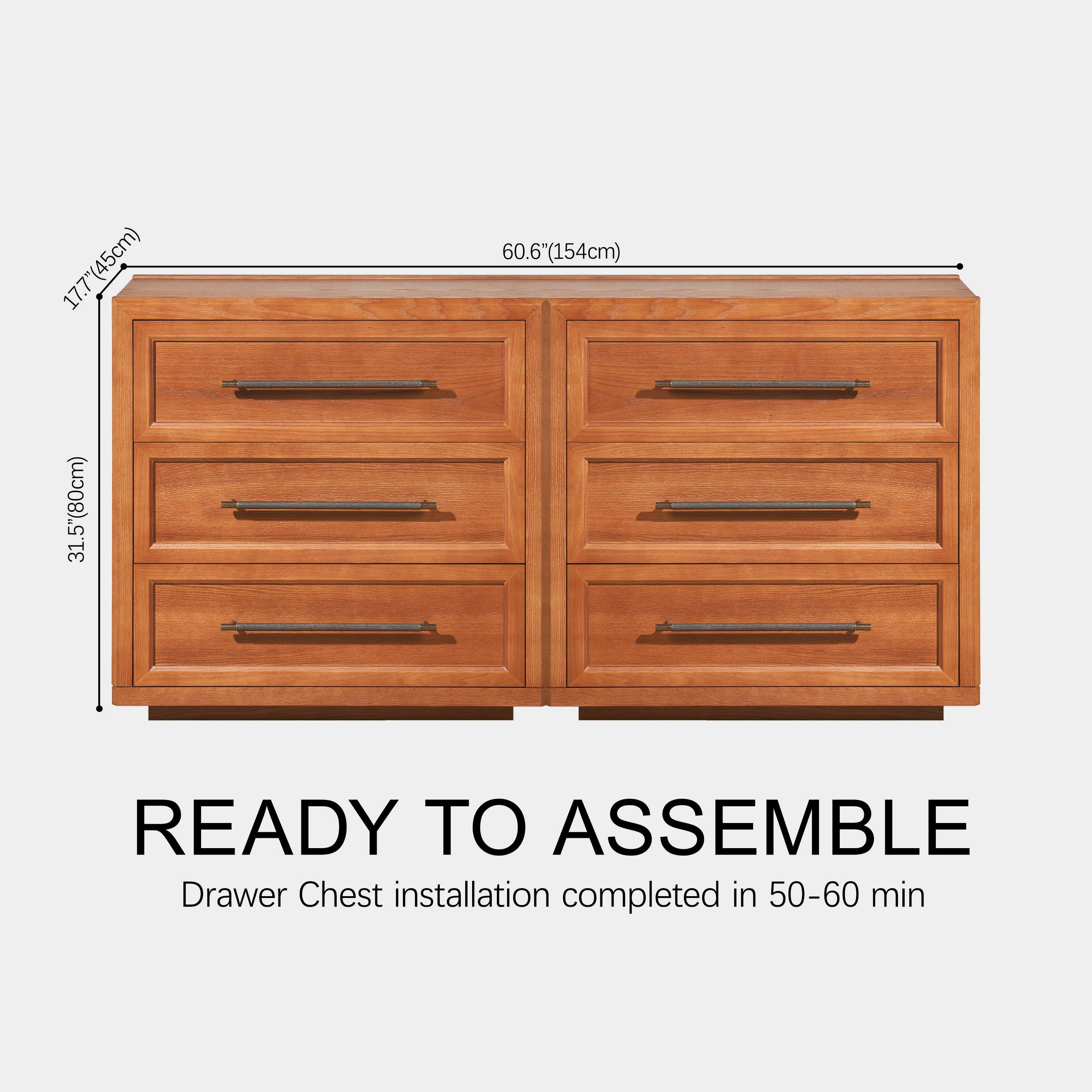 Alvar 61″ Oak 6-Drawer Chest(Set of 2)