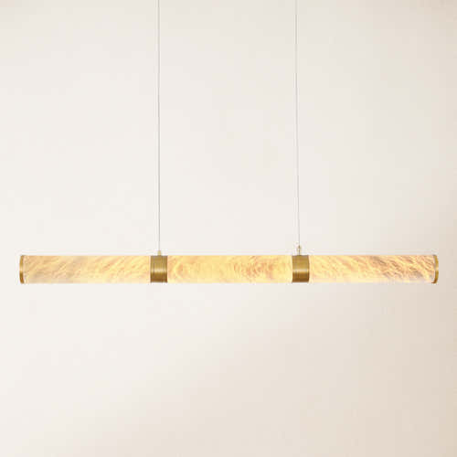 Sylvia Alabaster Linear Chandelier 47"#Finish_Gold