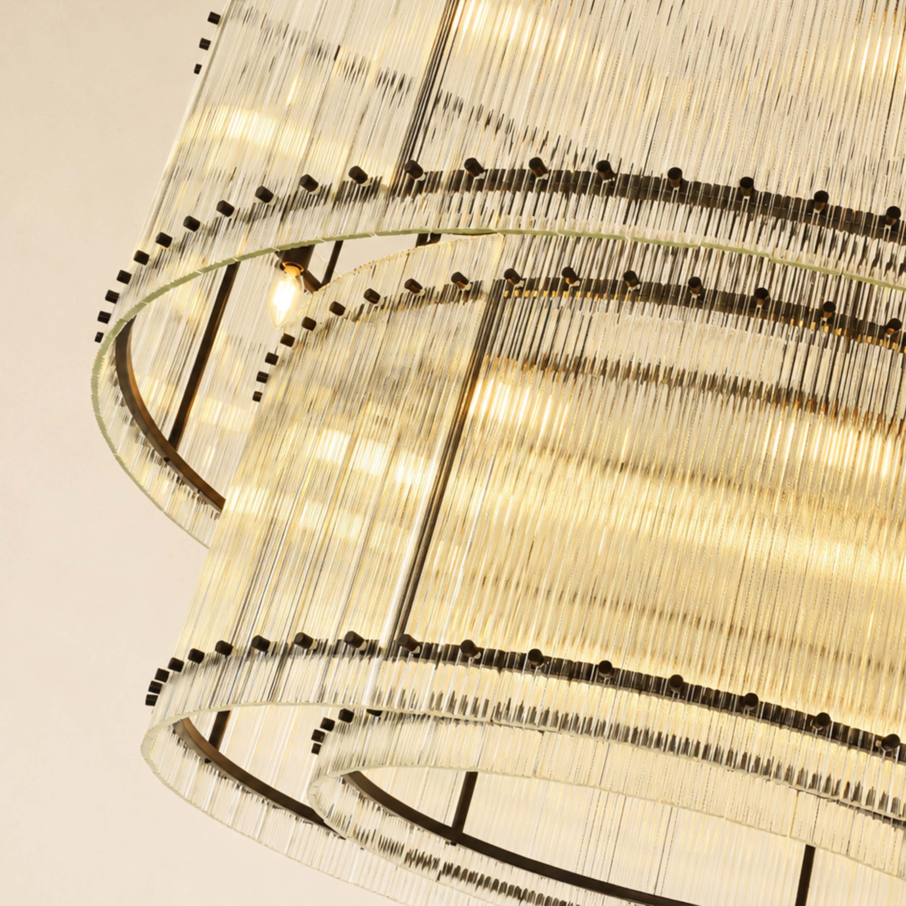 Solvayne Ribbed Glass Tiered Chandelier 48"