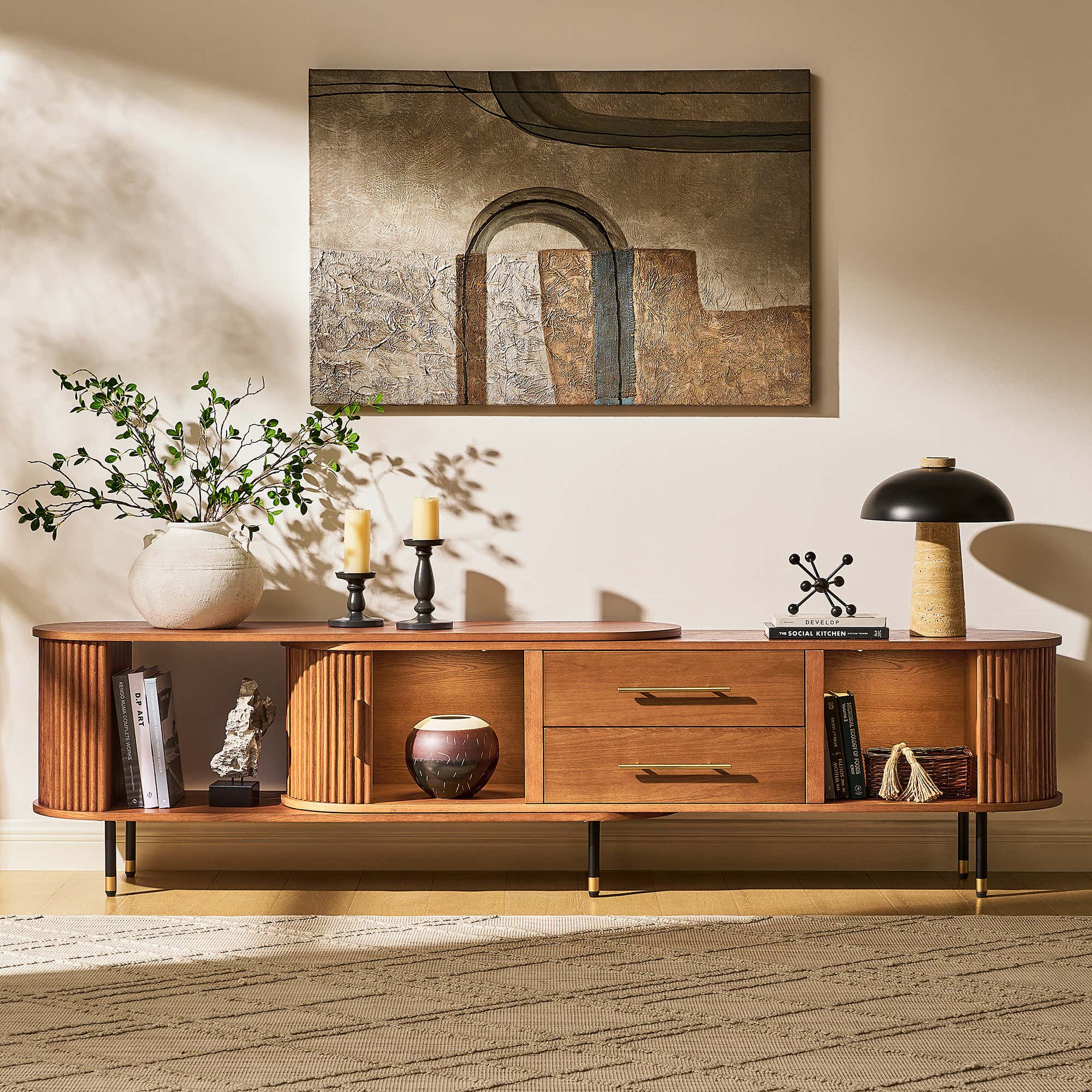 Ewan Oak Extendable Media Console 79" to 110"