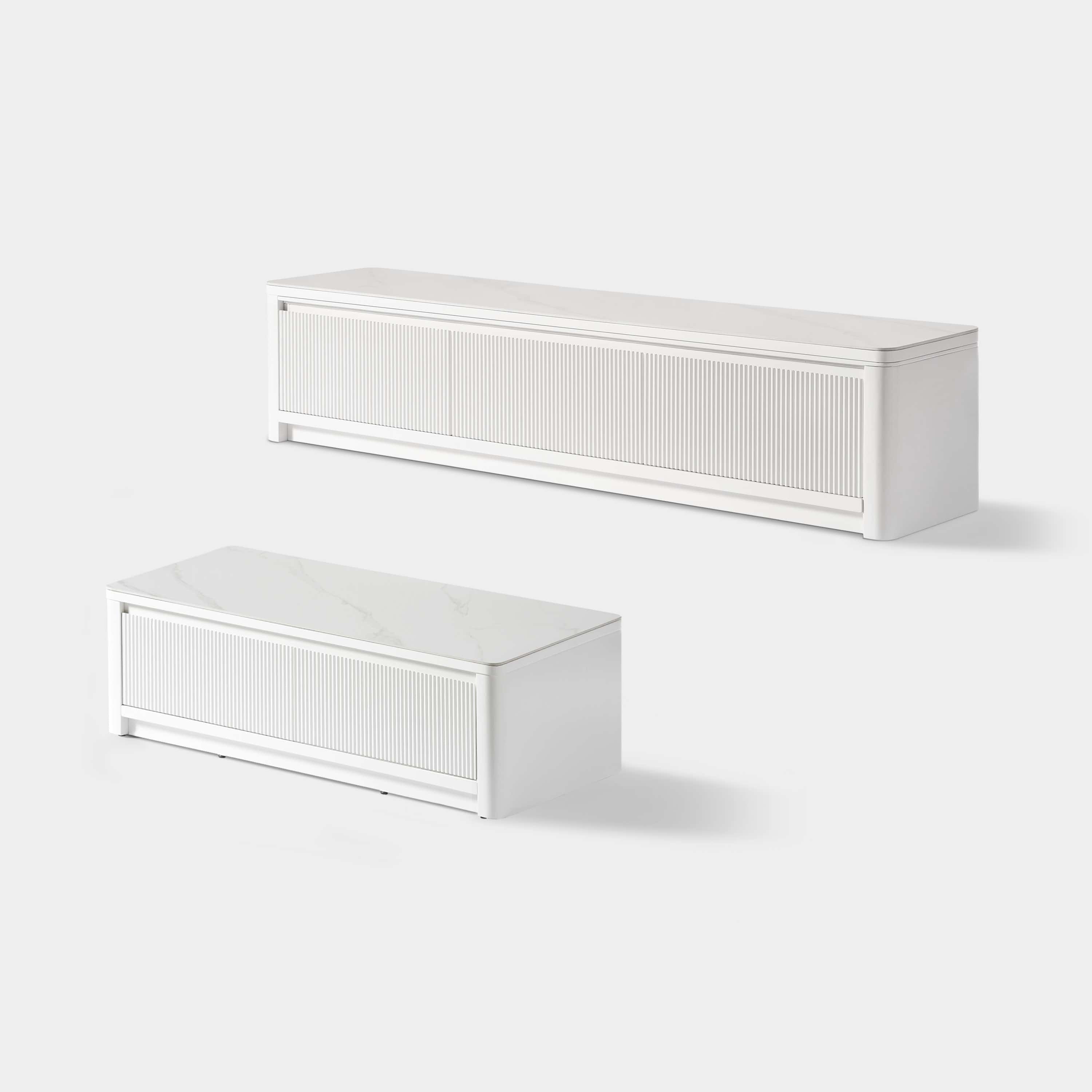 Celia Burnt Stone Media Console And Coffee Table Set