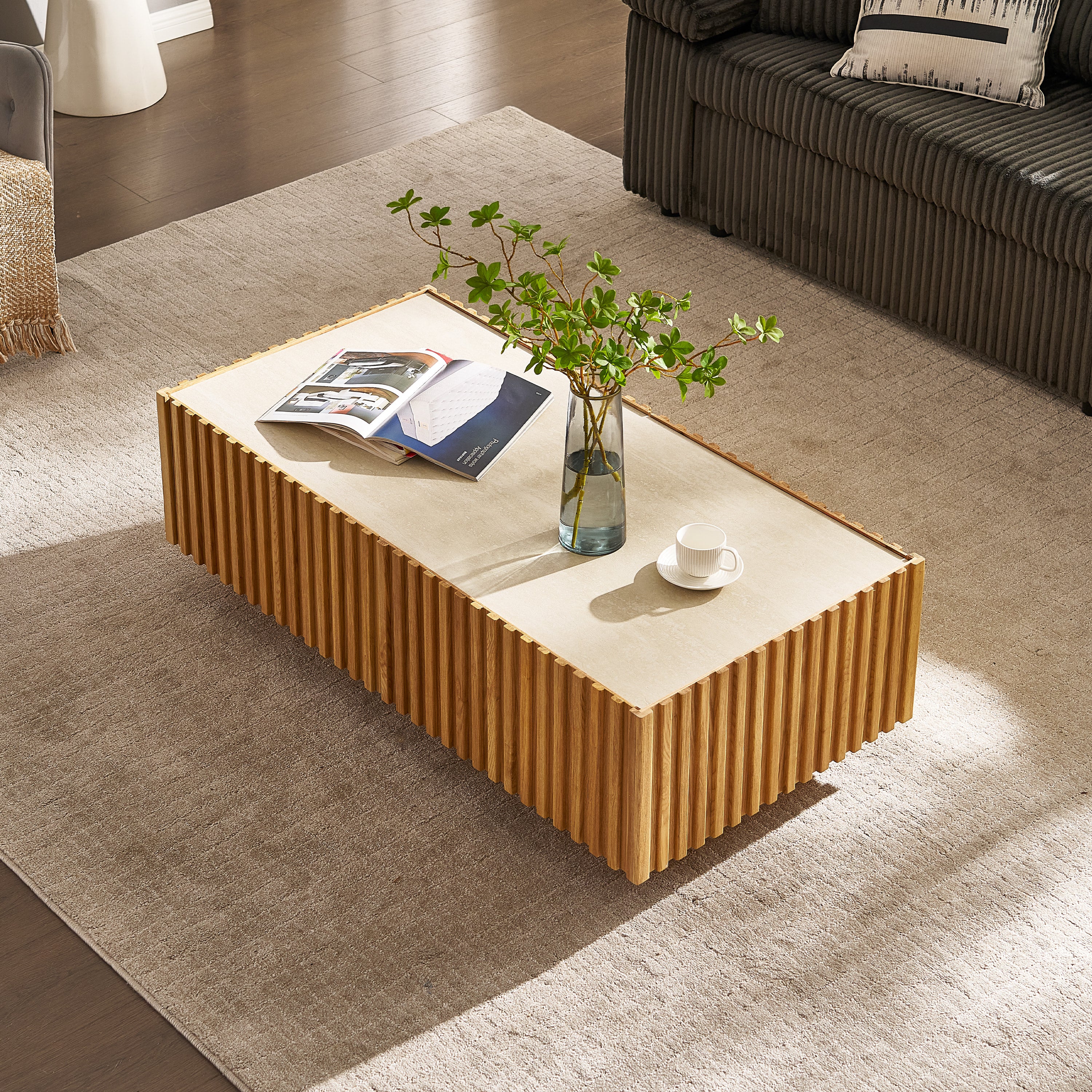 Isla Oak Media Console And Coffee Table Set