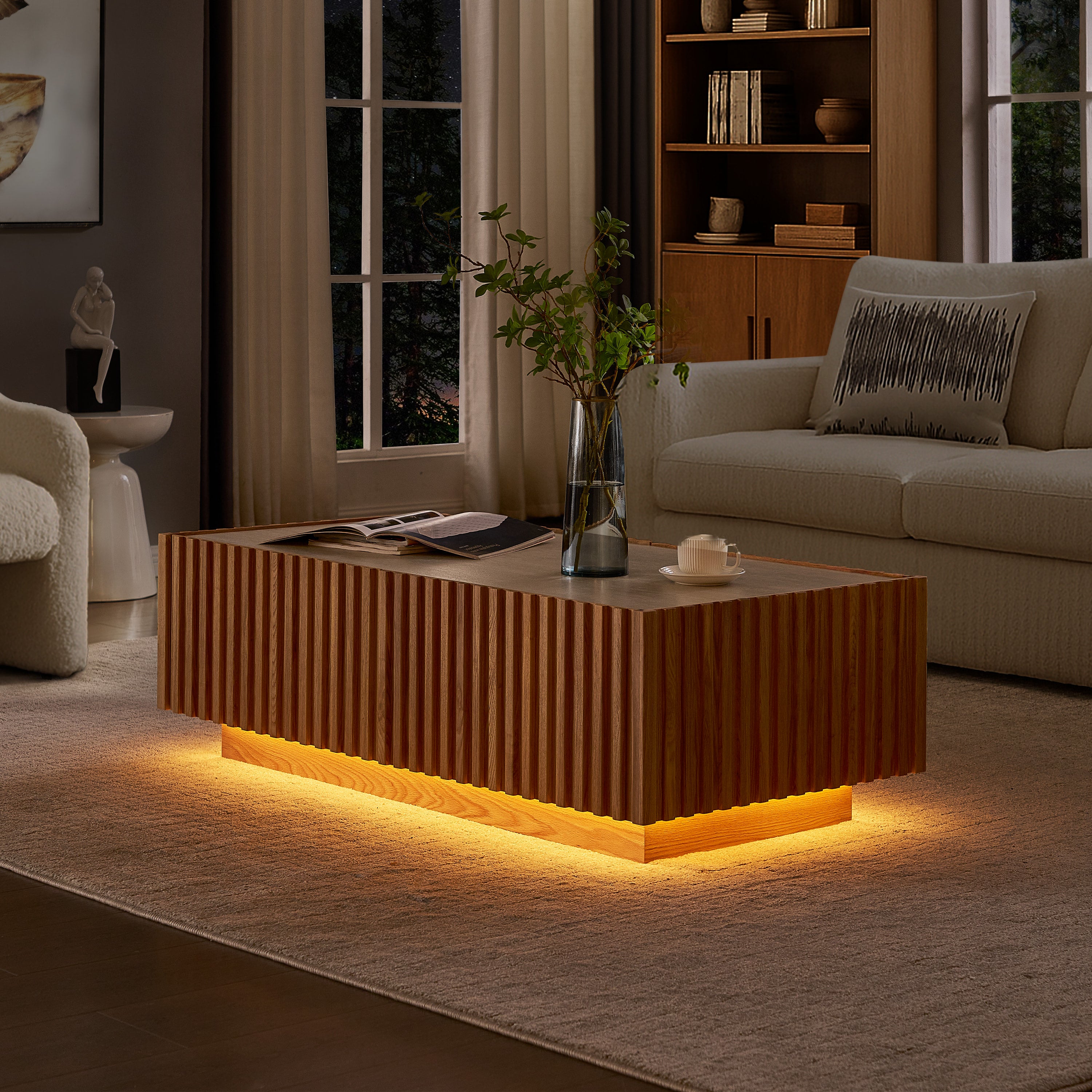Isla Oak Media Console And Coffee Table Set