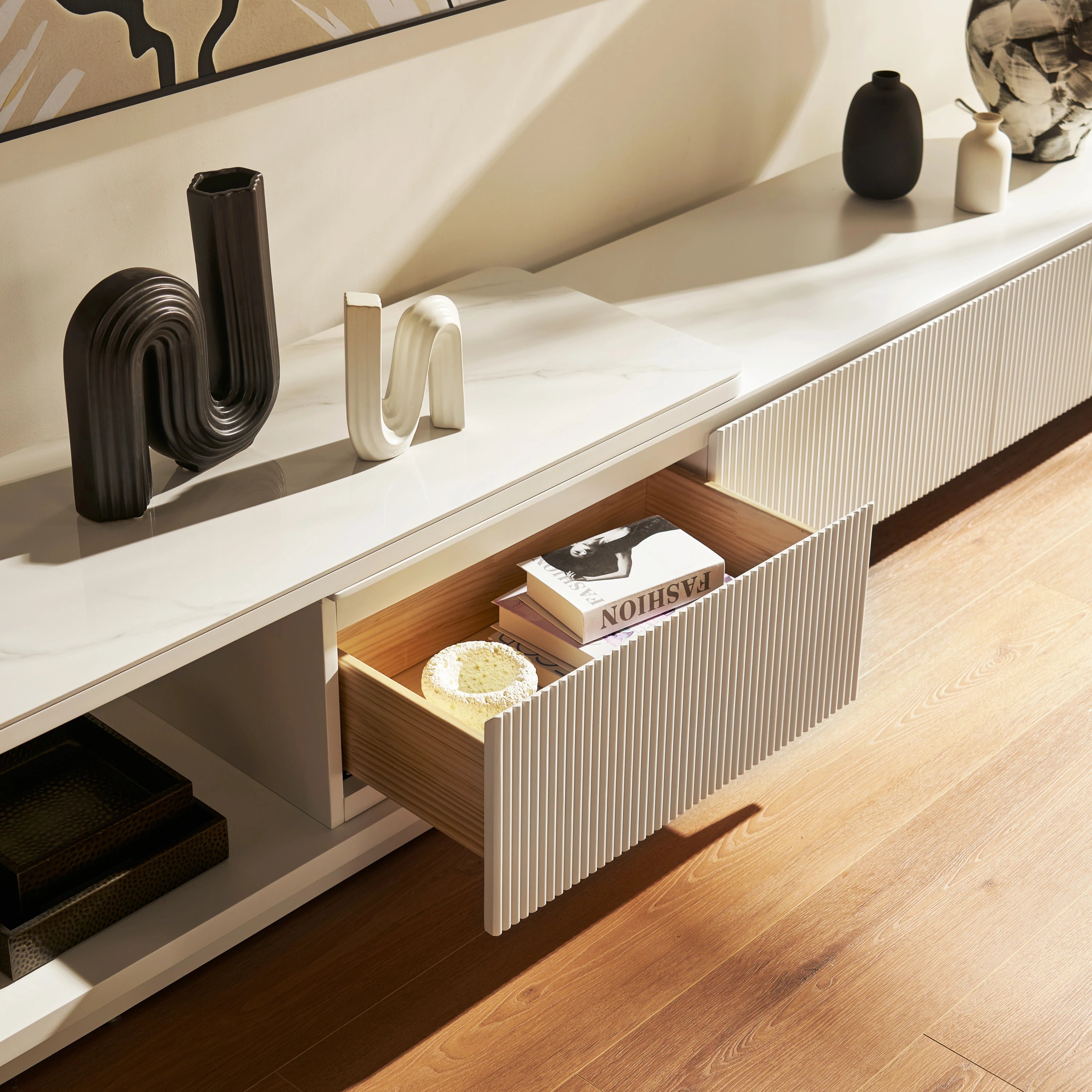 Celia Oak Media Console 71"