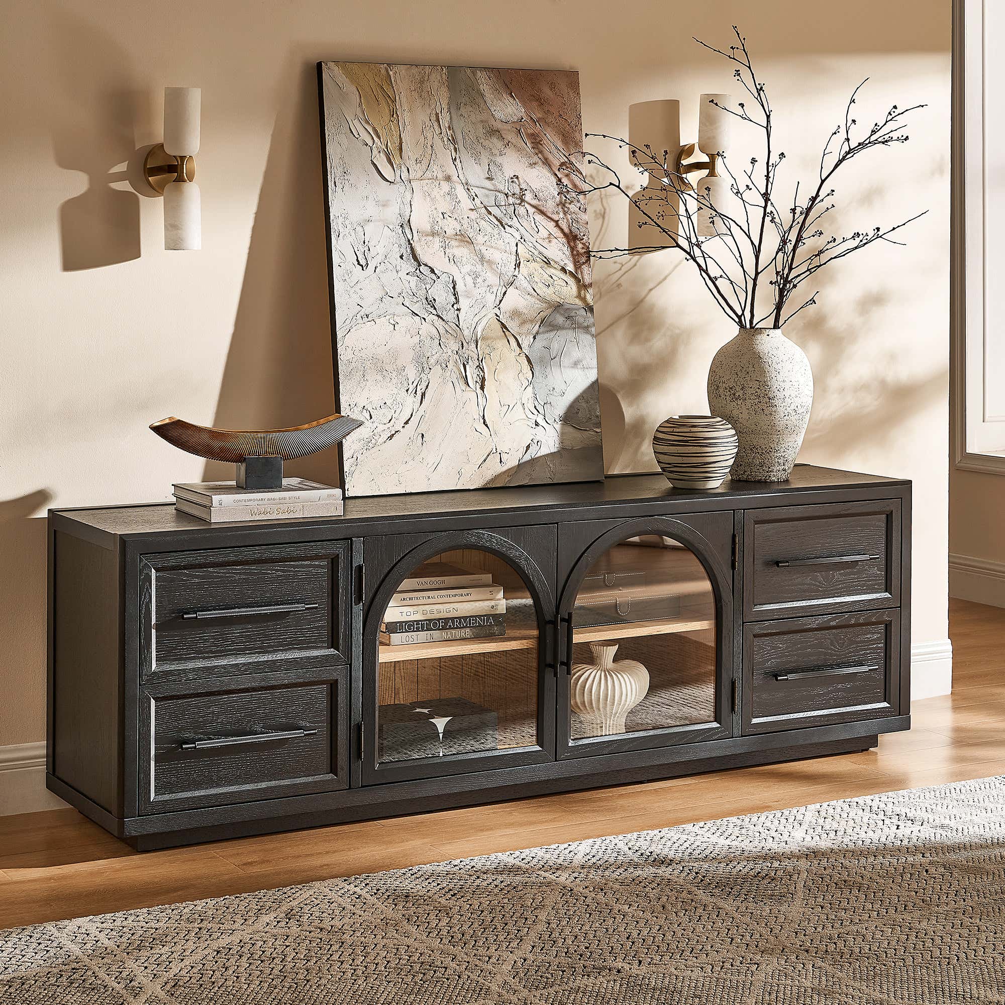 Alvar Oak Media Console 80"W