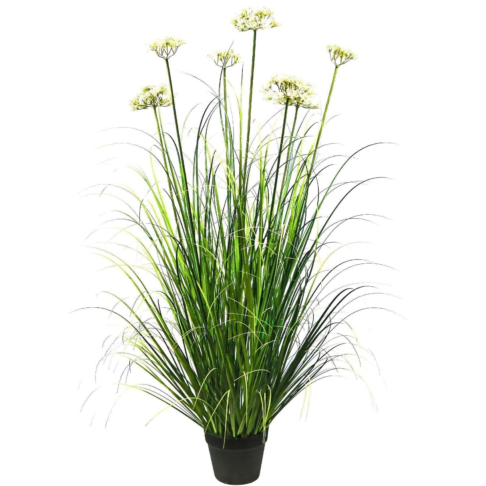 Artificial 7-Head Lace Flower with Curved Onion Grass Bonsai 140cm H