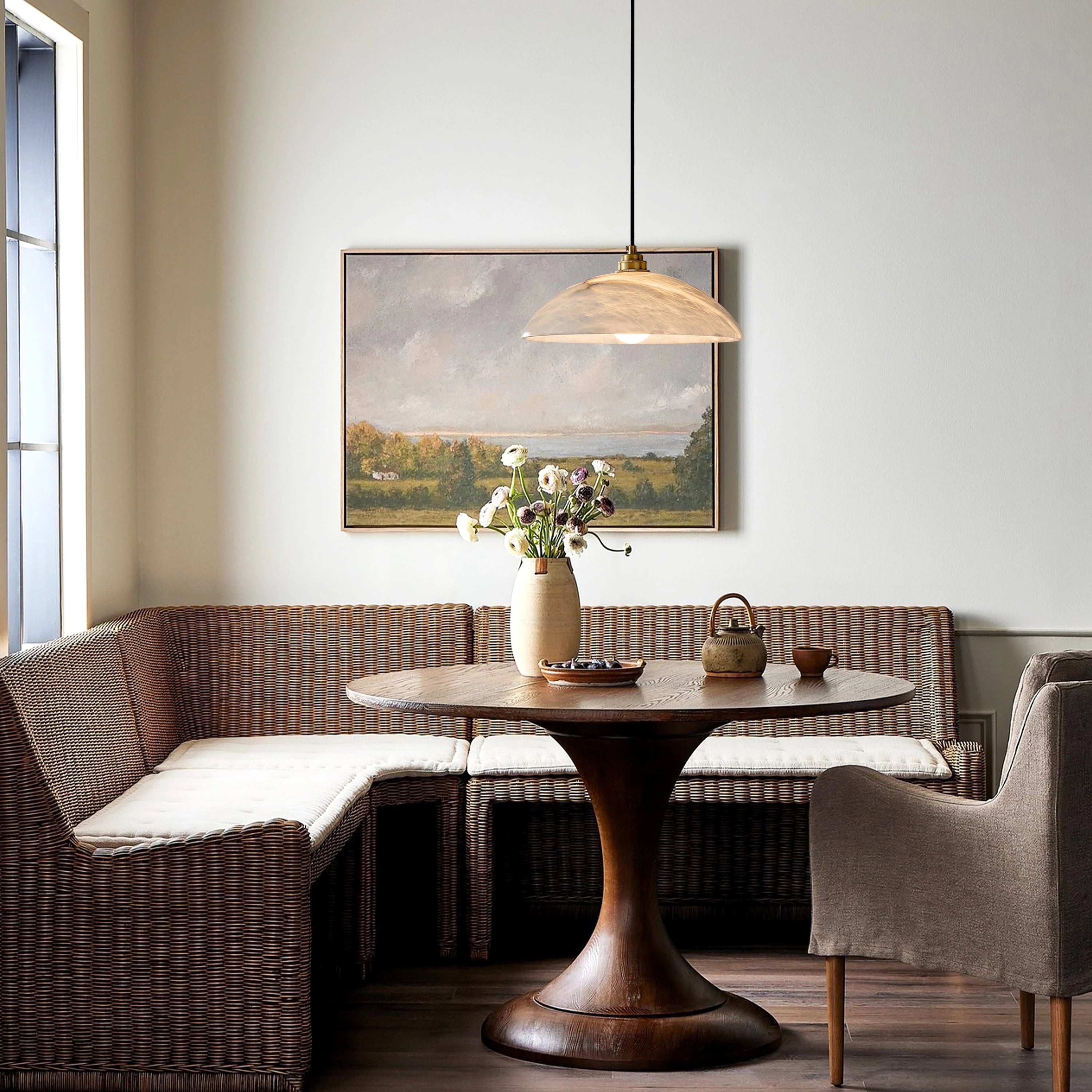 Dadaly Alabaster Modern Small Art Pendant 12"D