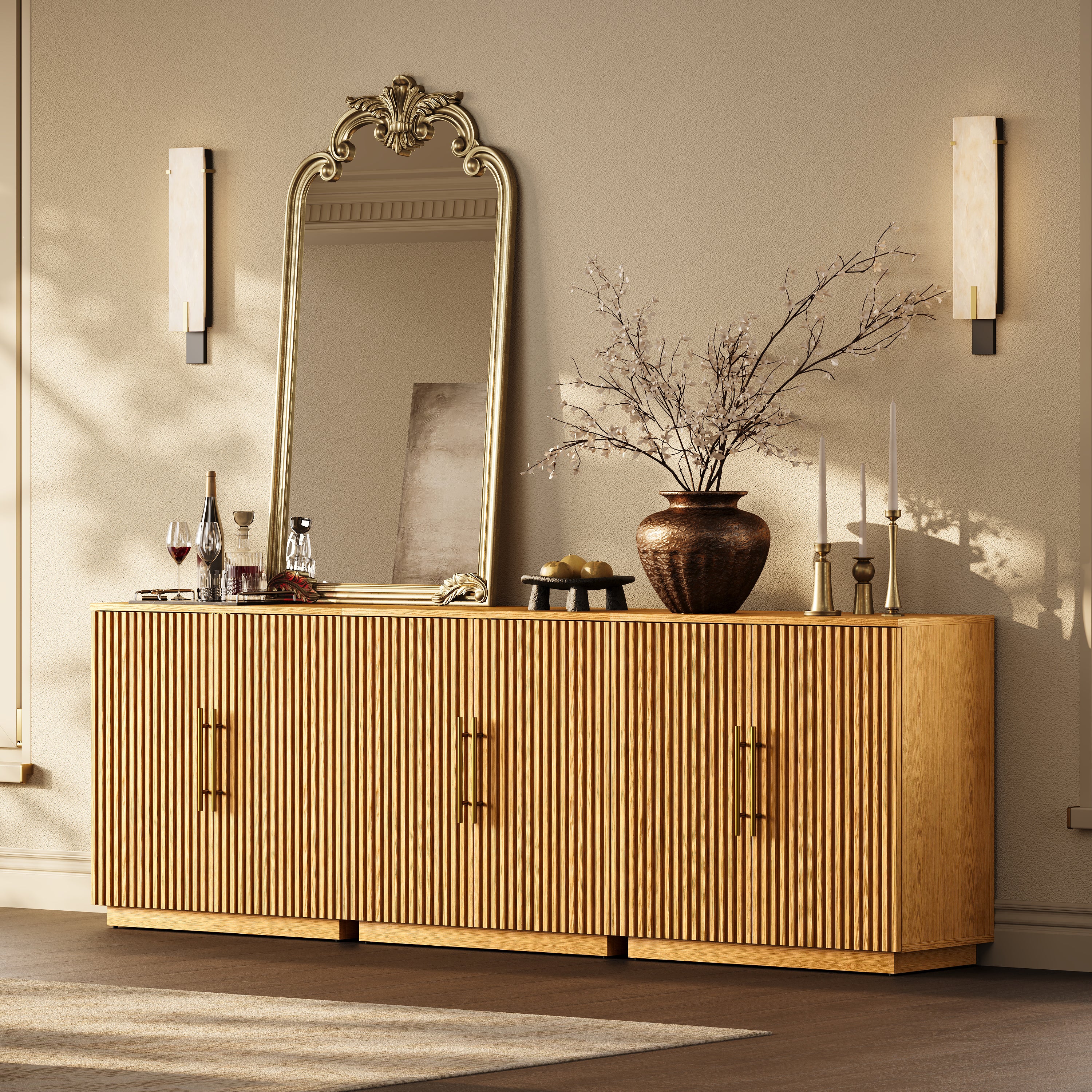 Holt 95″ Solid Oak Console(Set of 3)