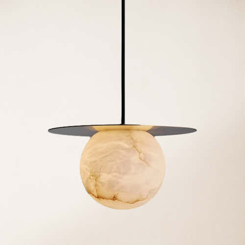 Dadaly Garfield Spanish Alabaster Small Art Bedside Pendant 16"D