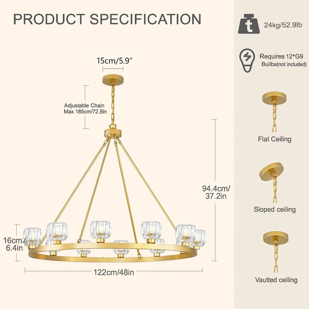 Vellum Round Chandelier 48"D