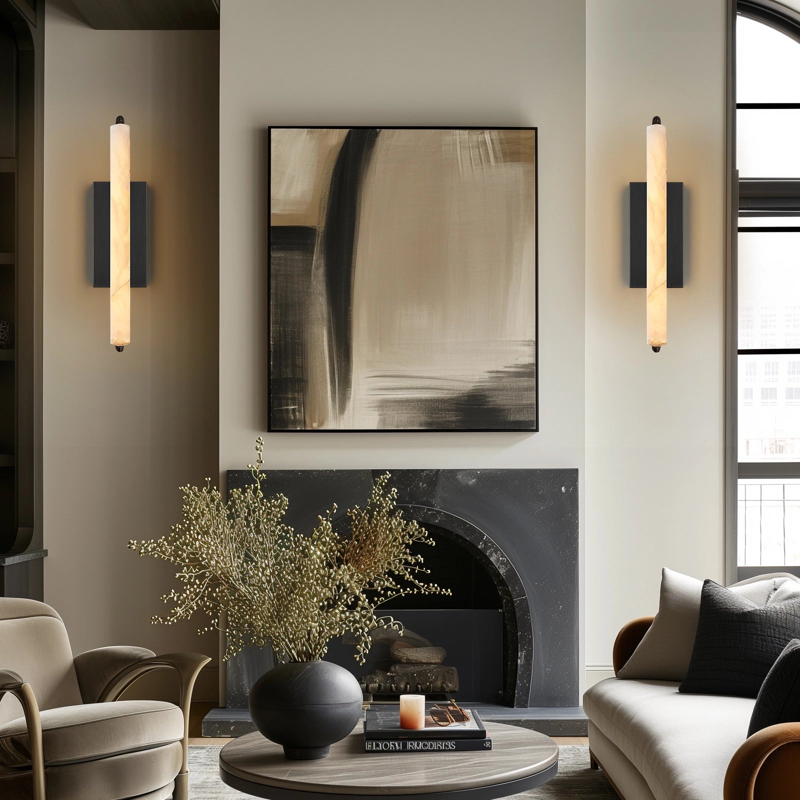 Clara Glow Alabaster Single Wall Sconce 19"H