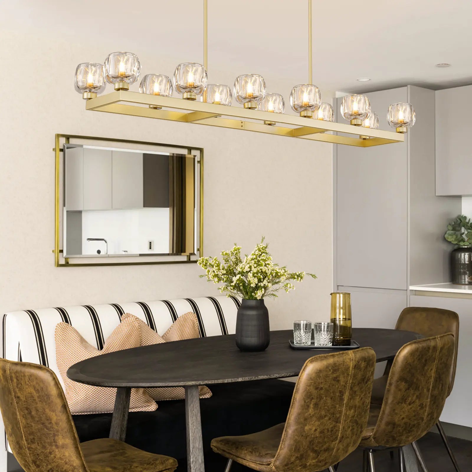 Vellum Rectangular Chandelier 68"W