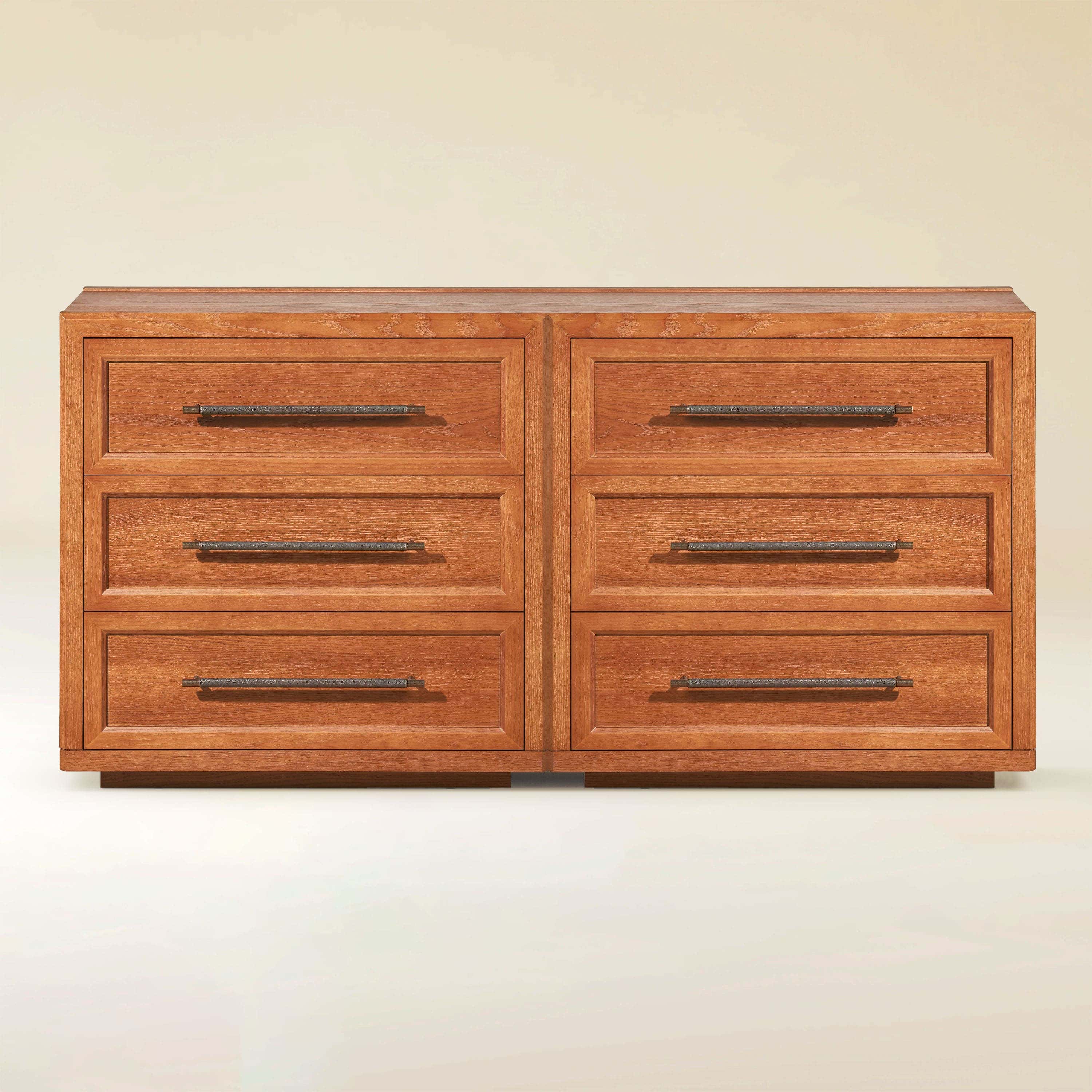 Alvar 63″ Oak 6-Drawer Chest(Set of 2)