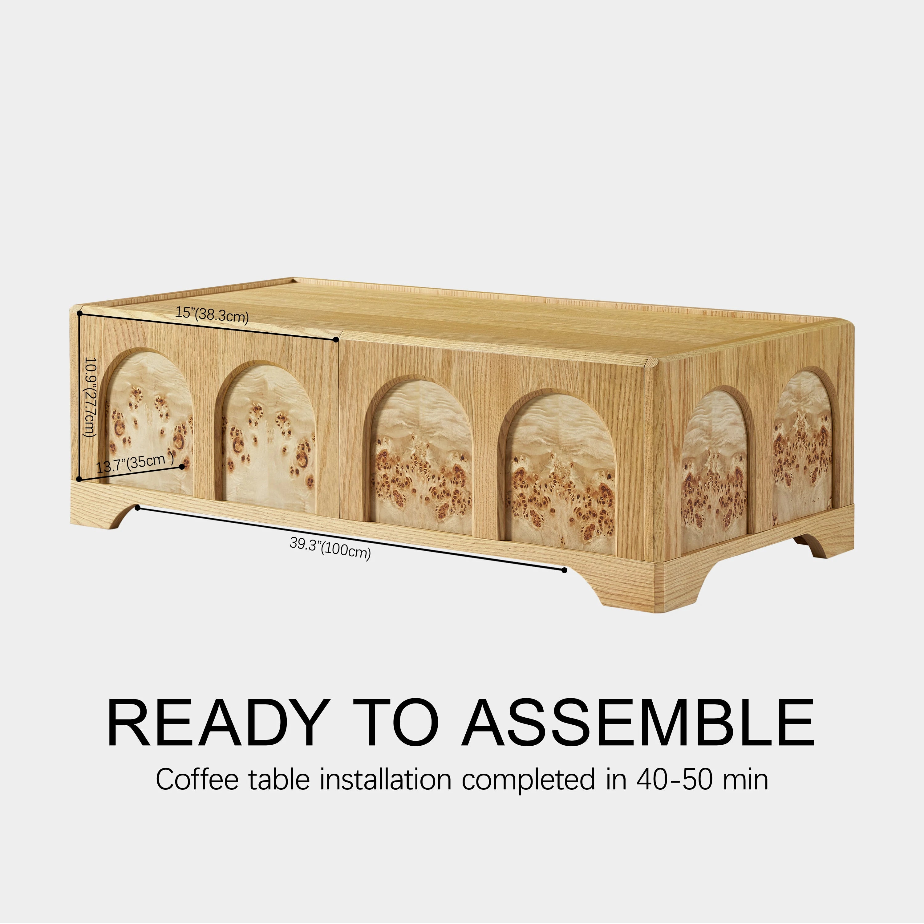 Aurora Oak Coffee Table and Media Console Set