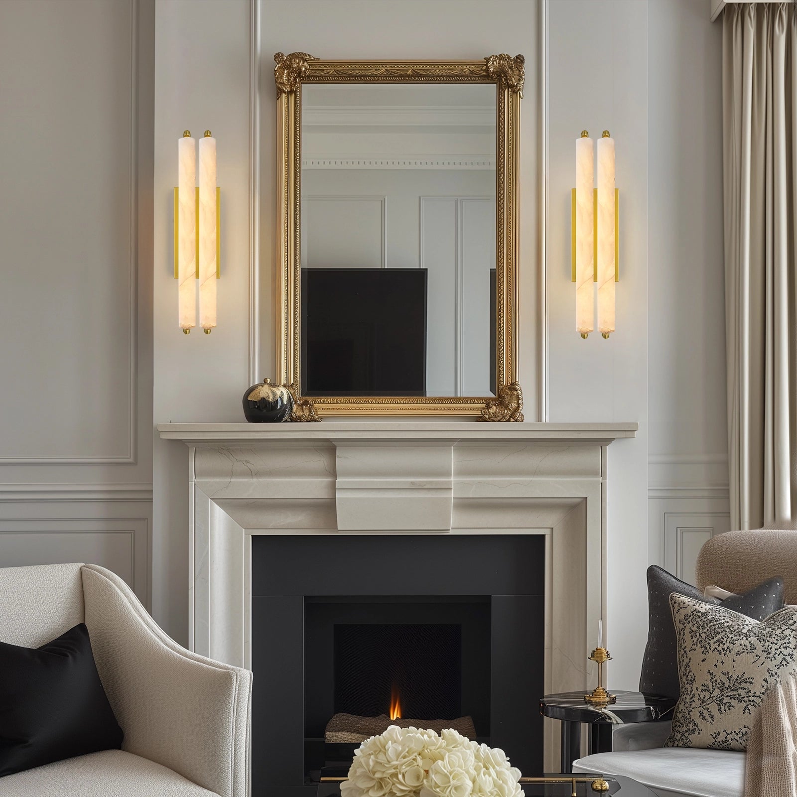 Clara Glow Alabaster Double Wall Sconce 19"H