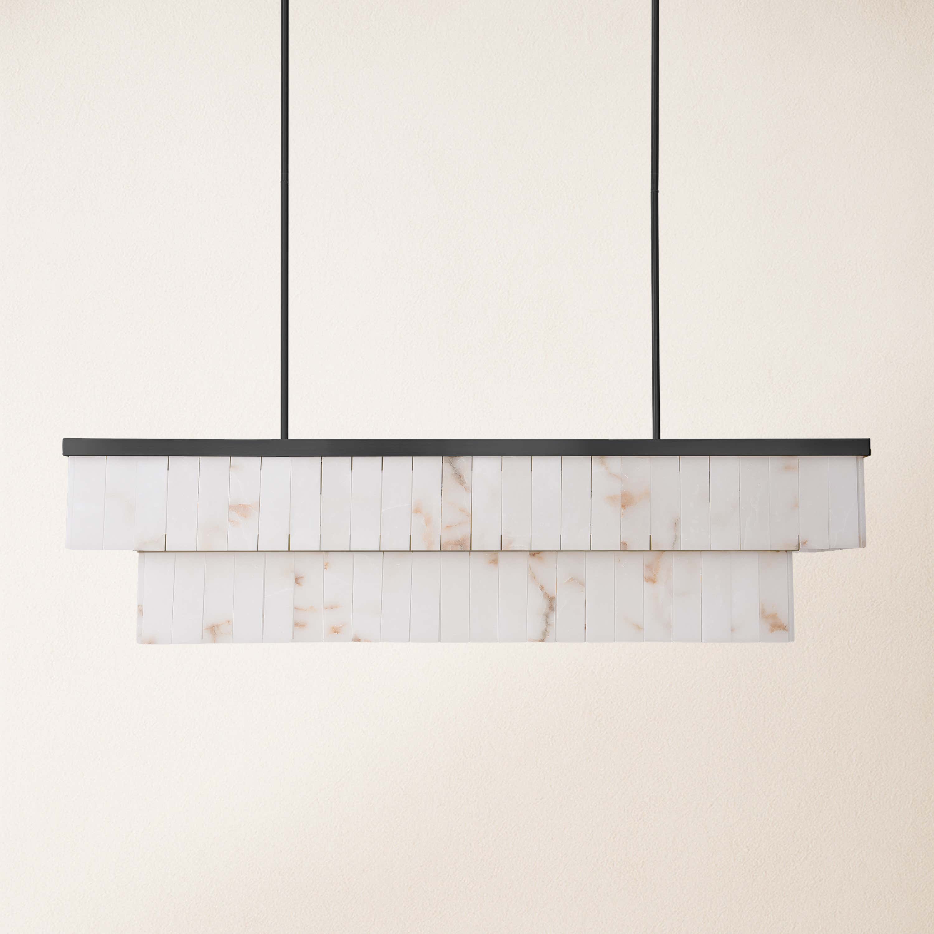 Solmare Alabaster Rectangular Chandelier 55"W
