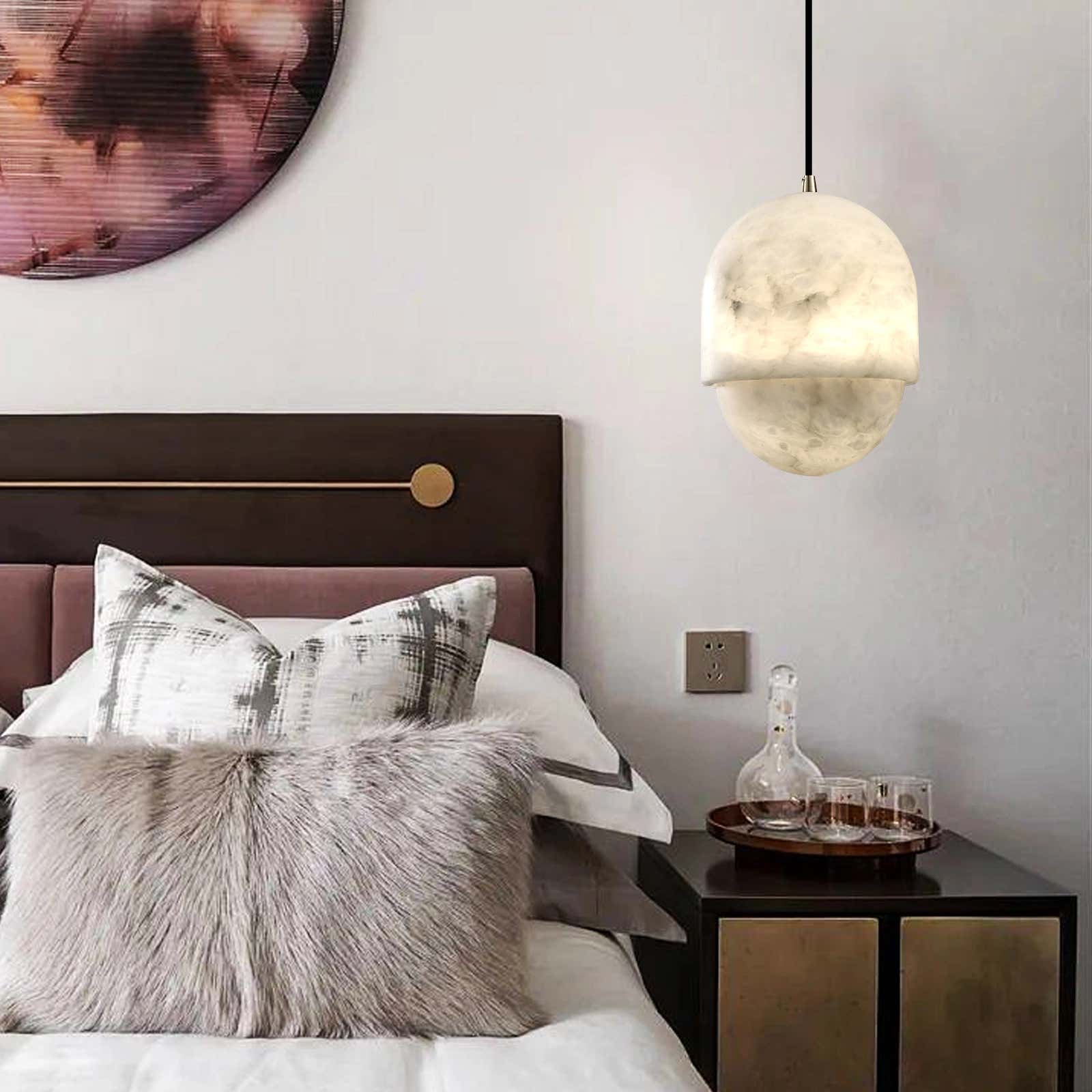 Hecate Alabaster Pendant 6"D