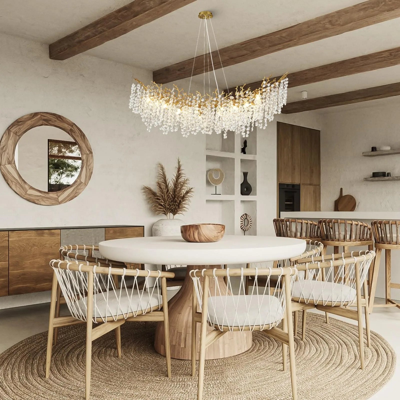 Lustre Branches Crystal Rectangular Chandelier 55"W