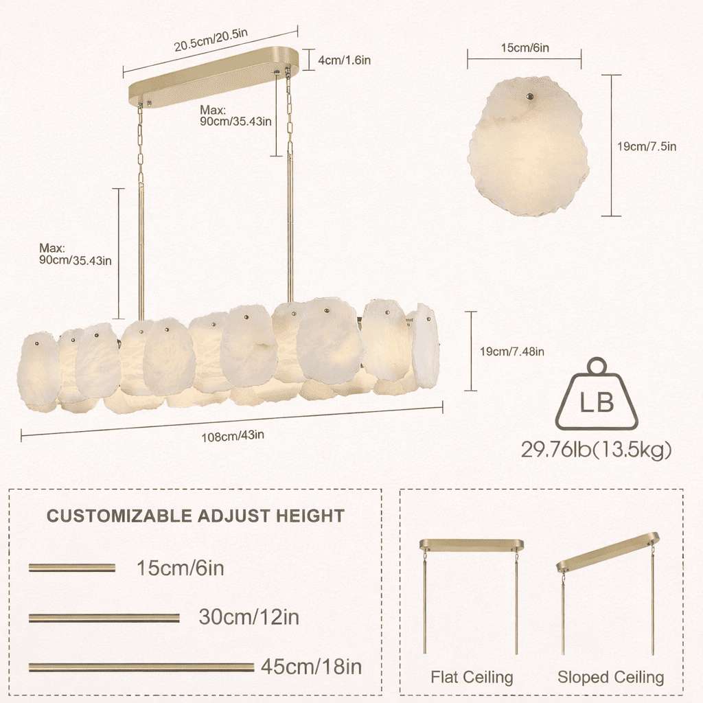 Moira Alabaster Oval Chandelier 43"W