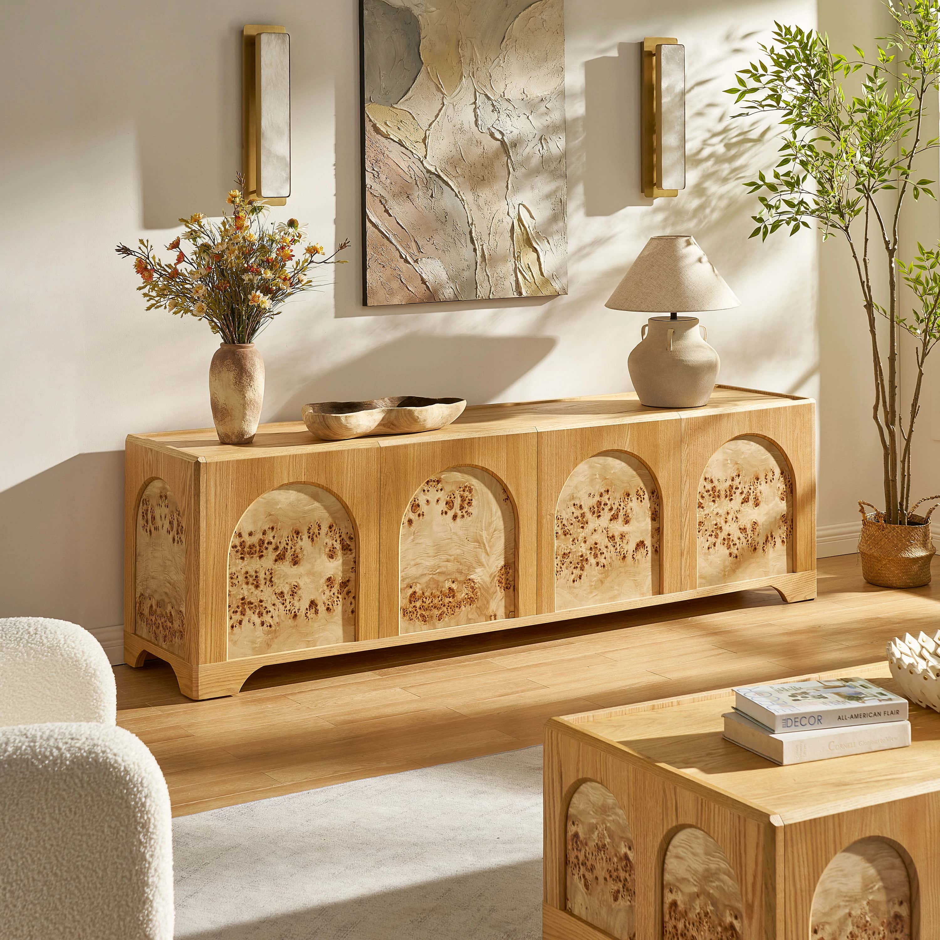 Aurora Oak Media Console 80"