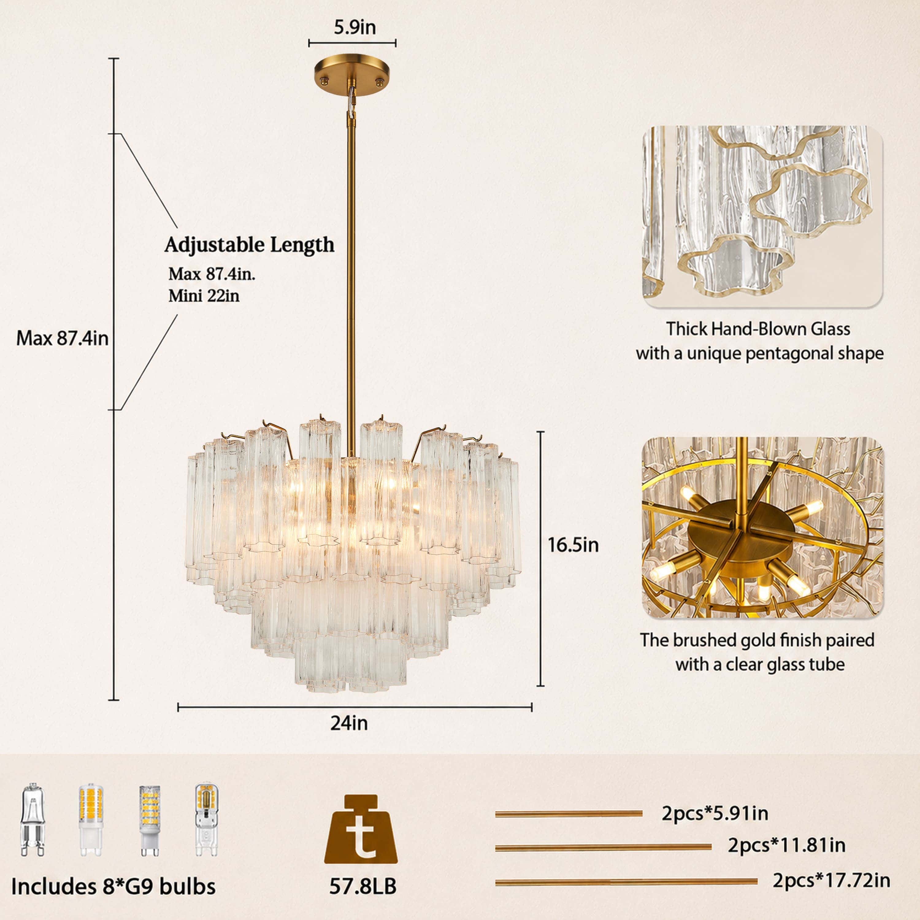 Dawel Glass Round Chandelier 24"D