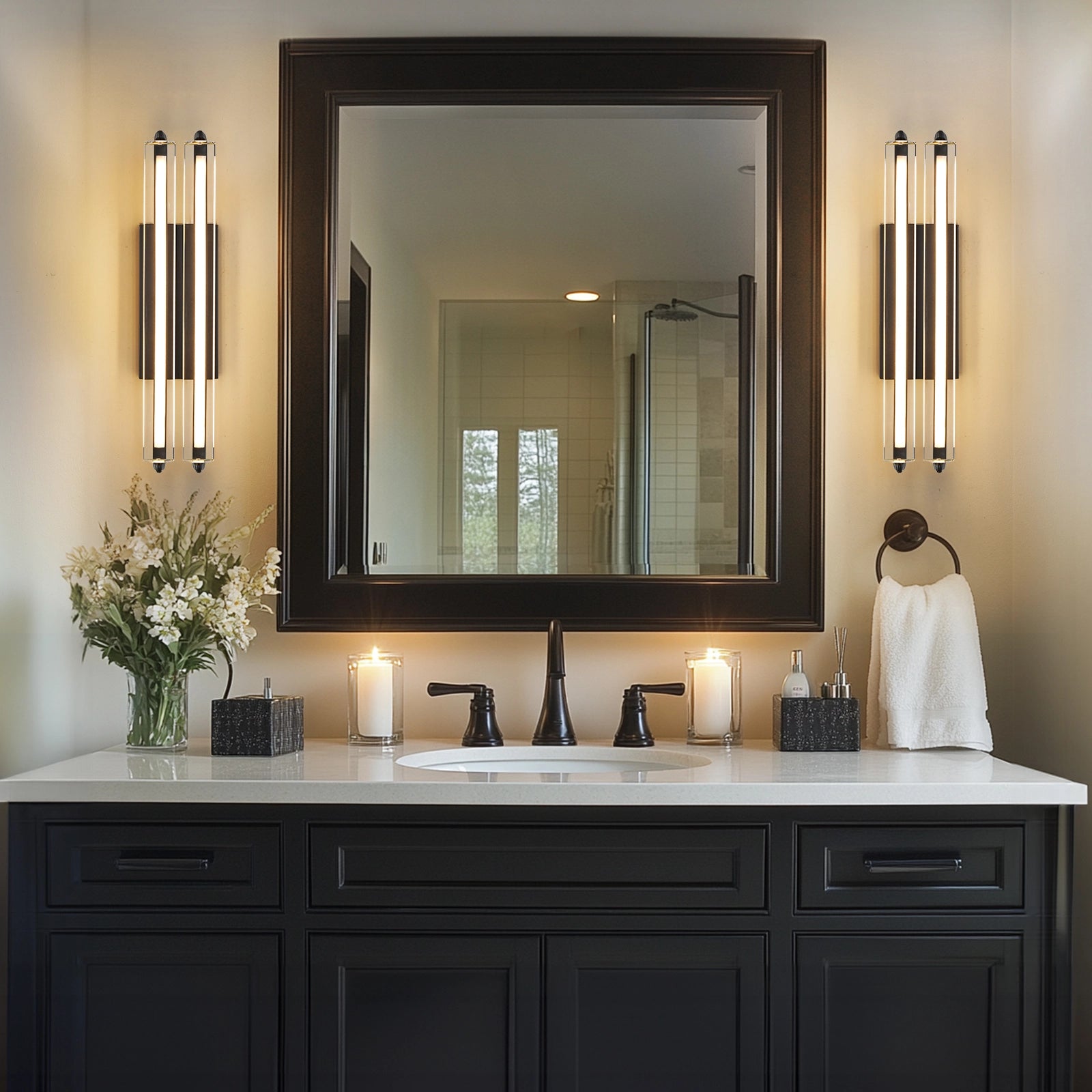 Clara Glow Crystal Double Wall Sconce 19"#Finish_Black