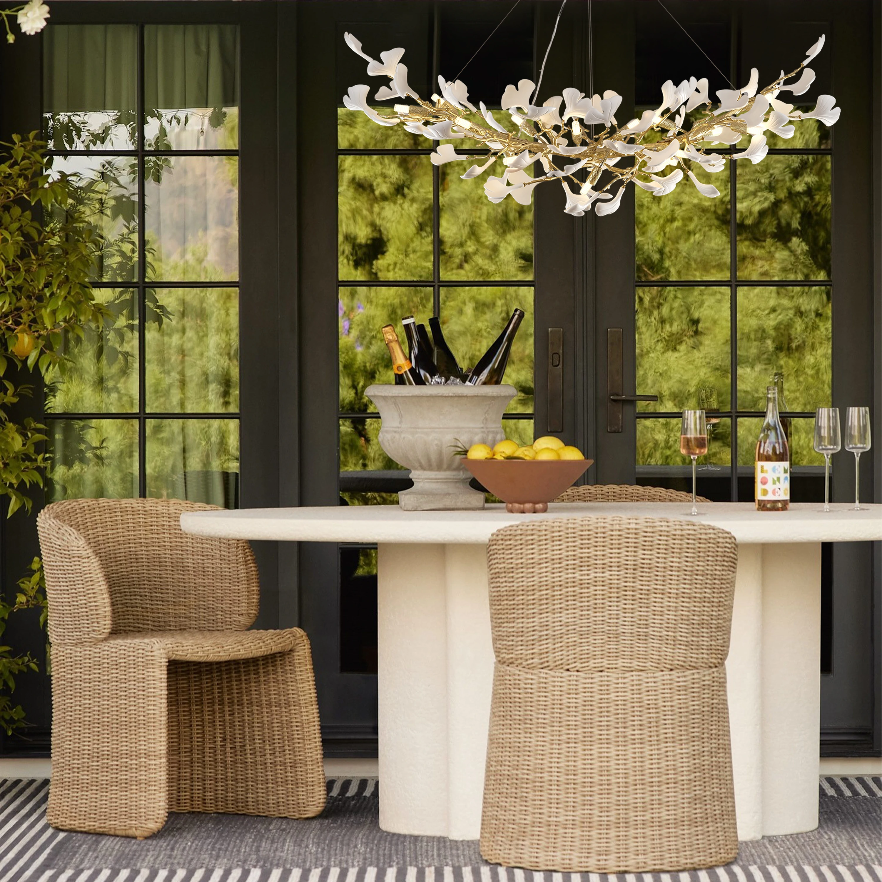 Twilight Branches Ceramic Glow Rectangular Chandelier 55"