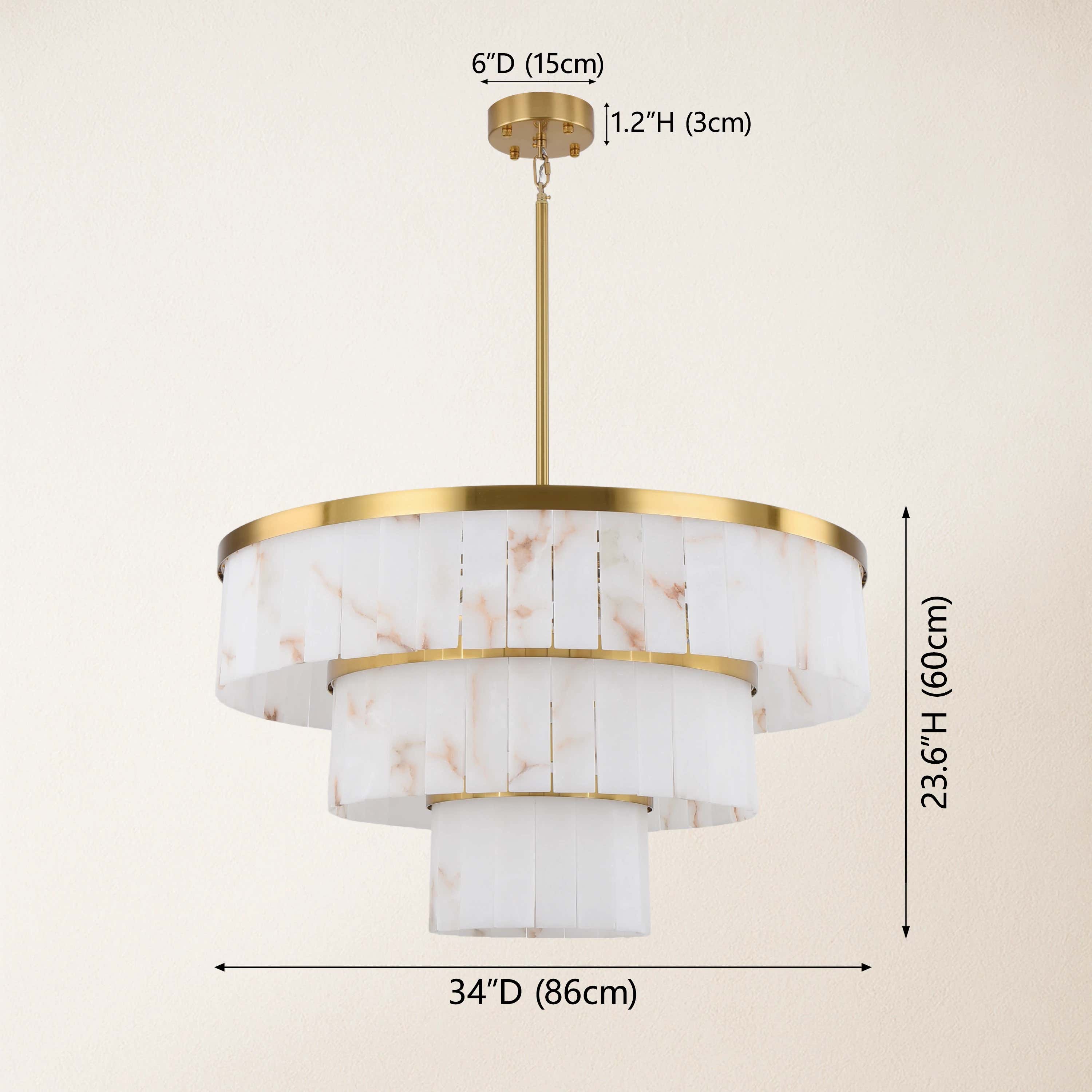 Solmare Alabaster Round Chandelier 34"