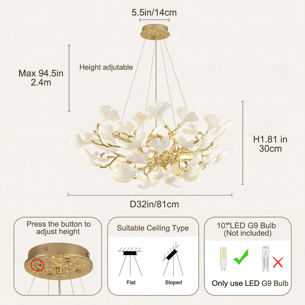 Twilight Branches Ceramic Glow Round Chandelier 32"D