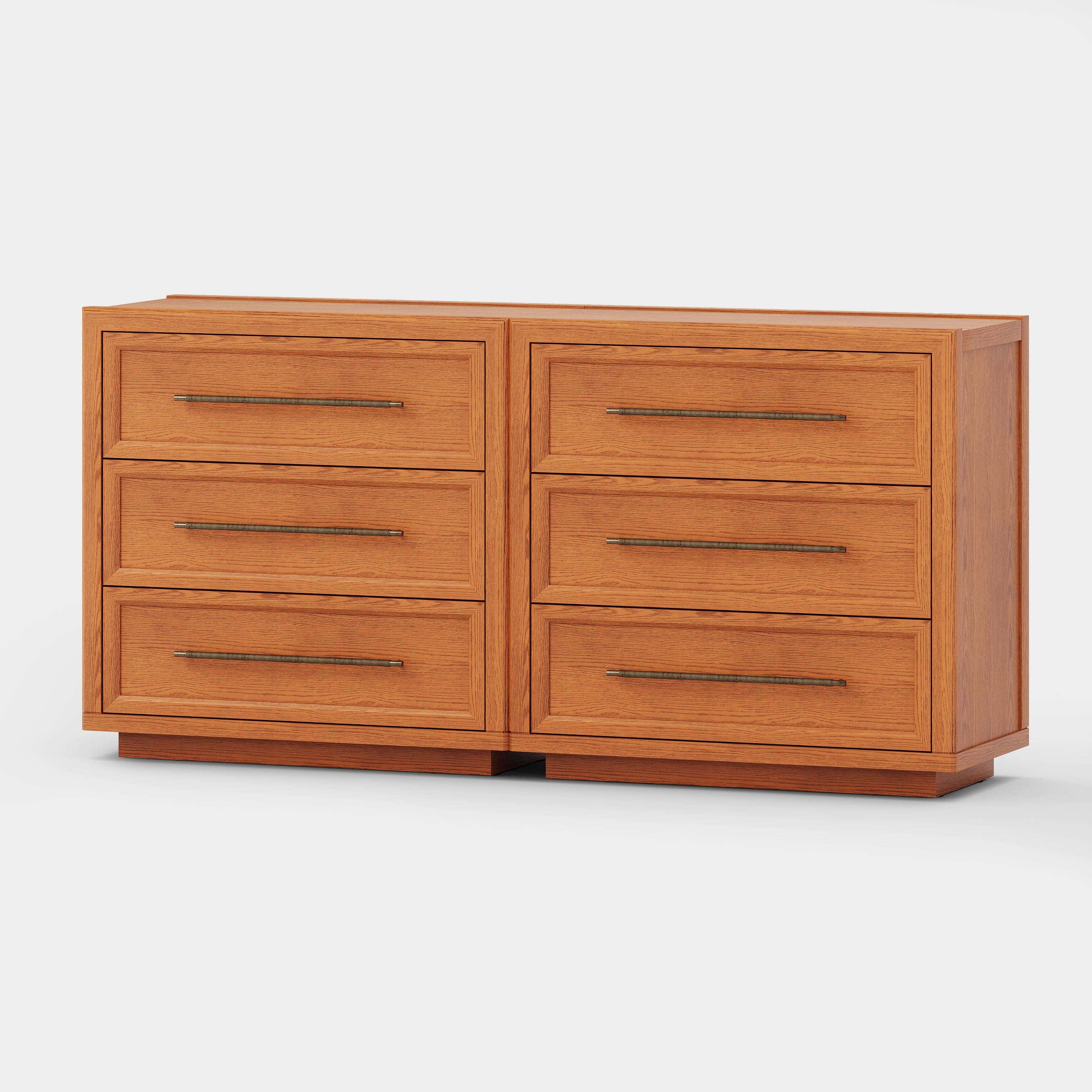 Alvar 63″ Oak 6-Drawer Chest(Set of 2)