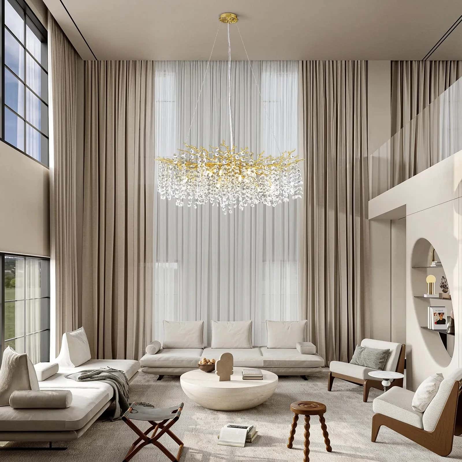 Lustre Branches Crystal Round Chandelier for All Rooms 40"D