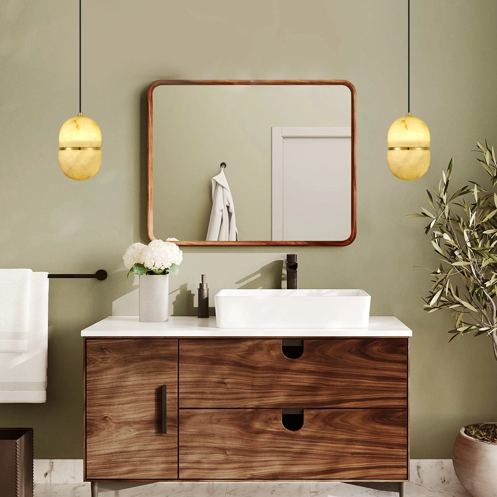 Hecate Alabaster Modern Pendant 5.5''D