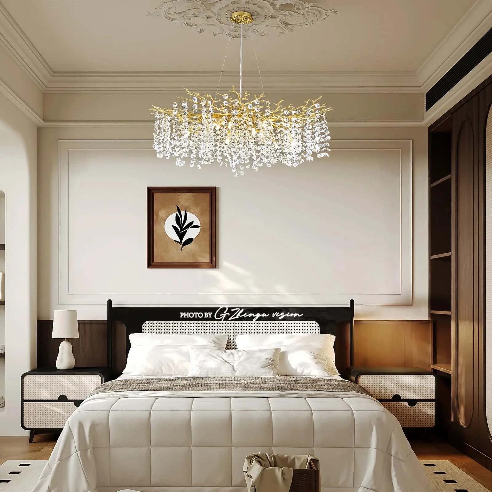 Lustre Branches Crystal Round Chandelier for All Rooms 40"D