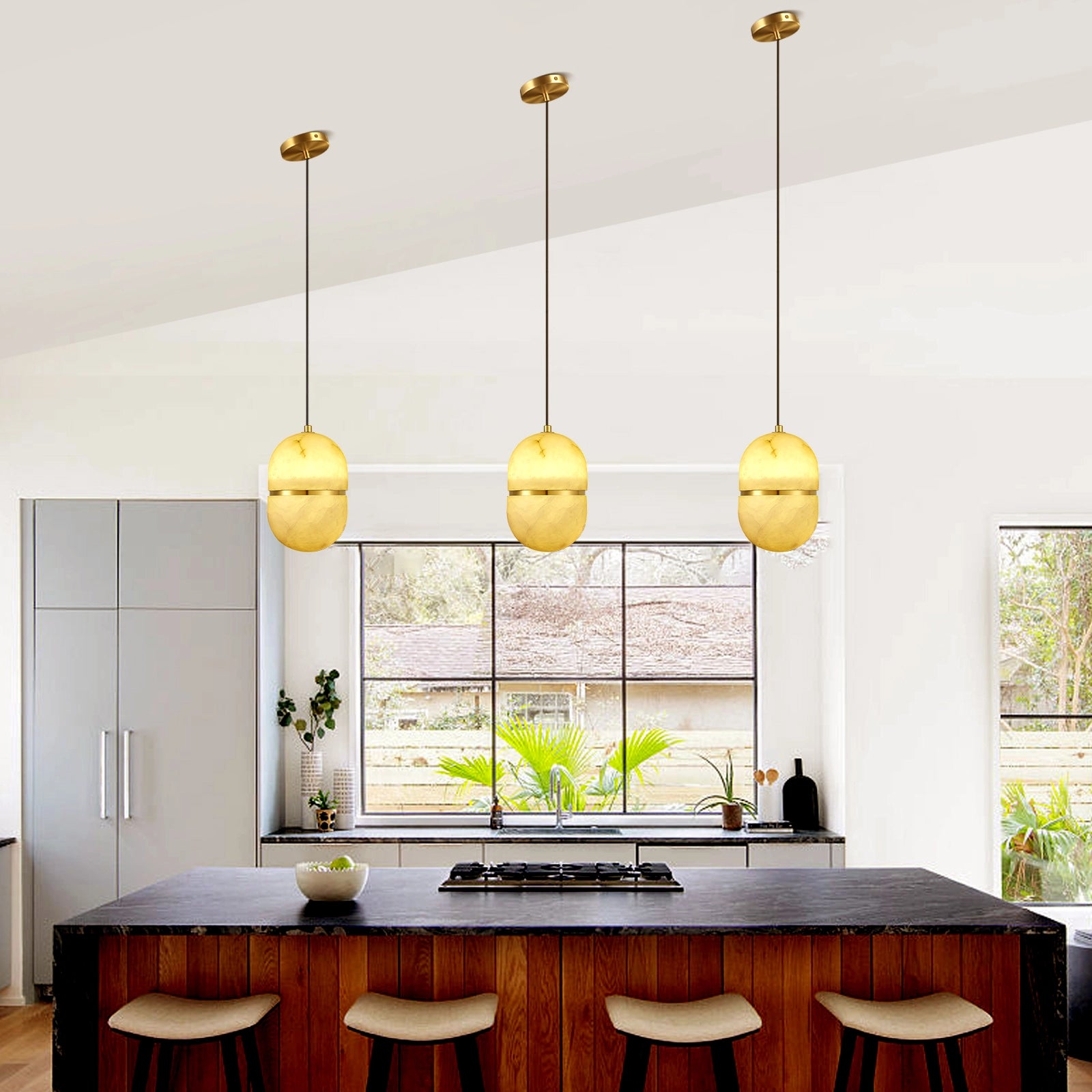 Hecate Alabaster Modern Pendant 5.5''D