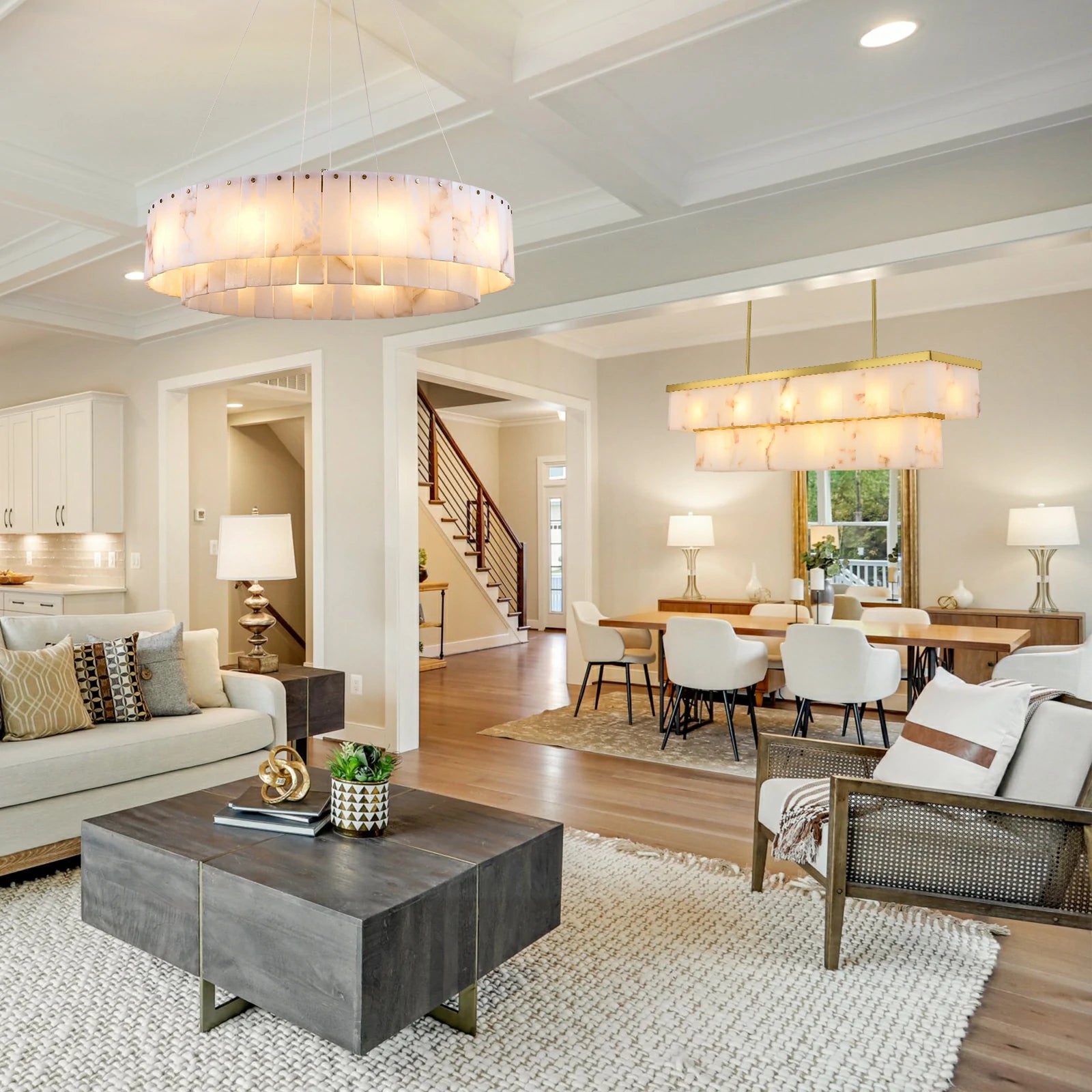 Solmare Alabaster Rectangular Chandelier 55"W