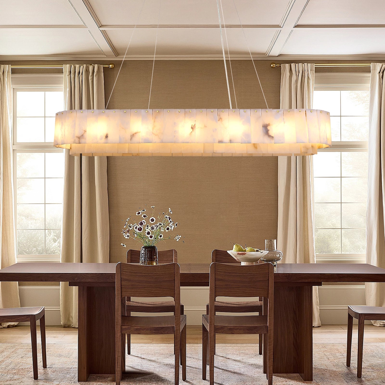 Sawyer Alabaster Oval Chandelier 54"#Finish_Gold