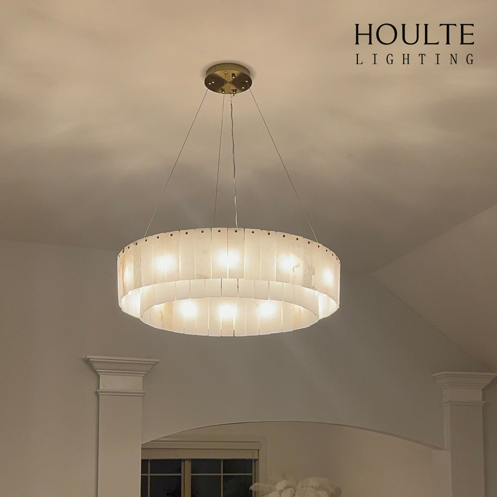Sawyer Alabaster Round Chandelier 31.5"
