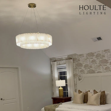 Sawyer Alabaster Round Chandelier 31.5"
