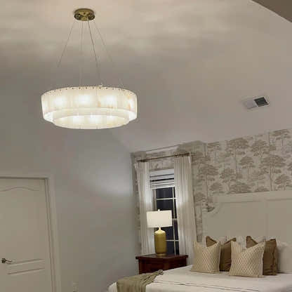 Sawyer Alabaster Round Chandelier 32"