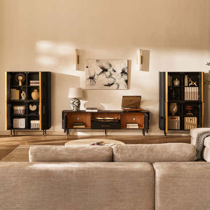 Ewan 67″H Oak Vertical Combination Cabinet(Set of 2)