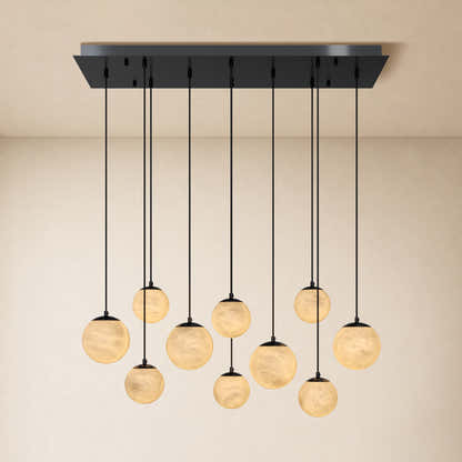 Elviora Resin Alabaster Globe Rectangular Chandelier