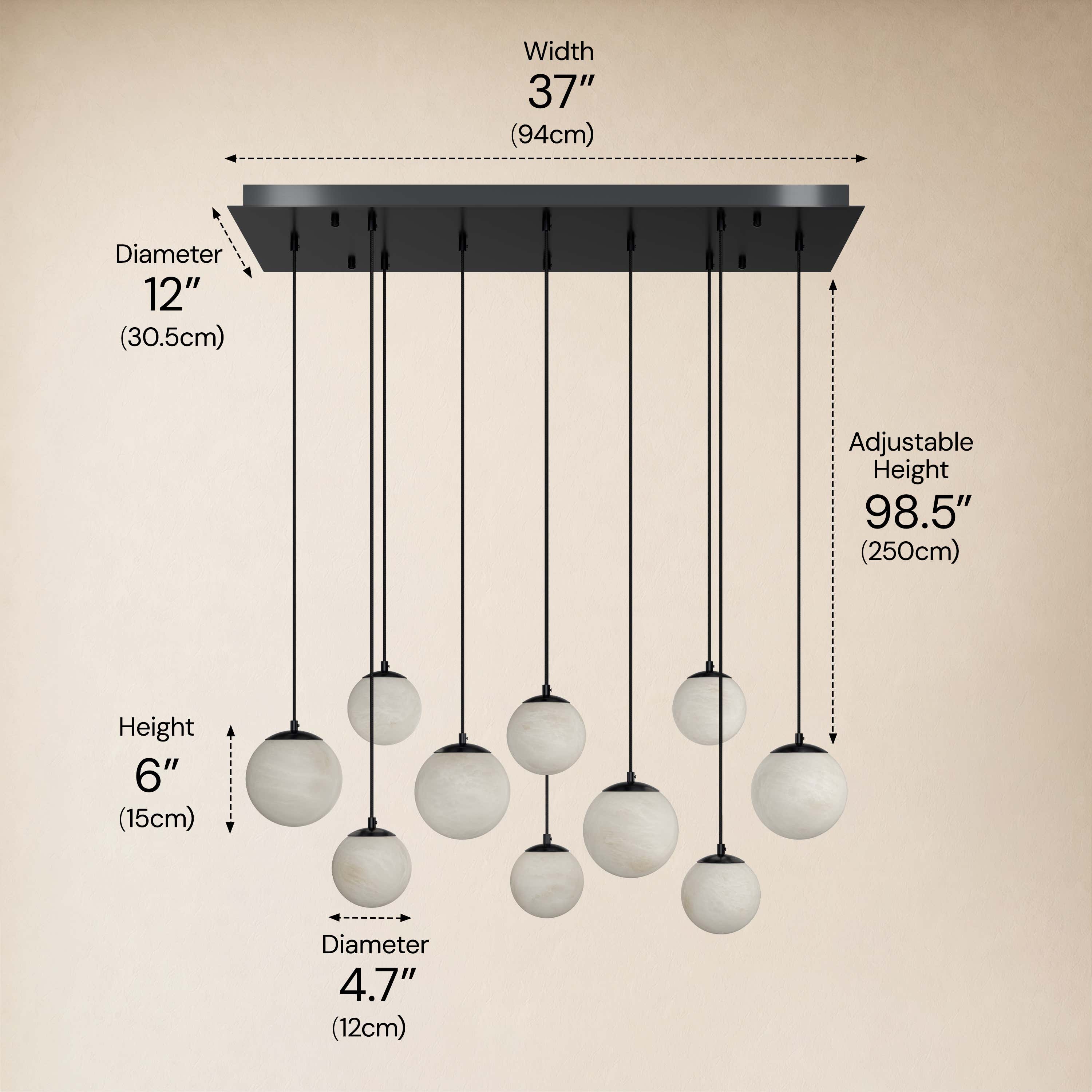 Elviora Resin Alabaster Globe Rectangular Chandelier