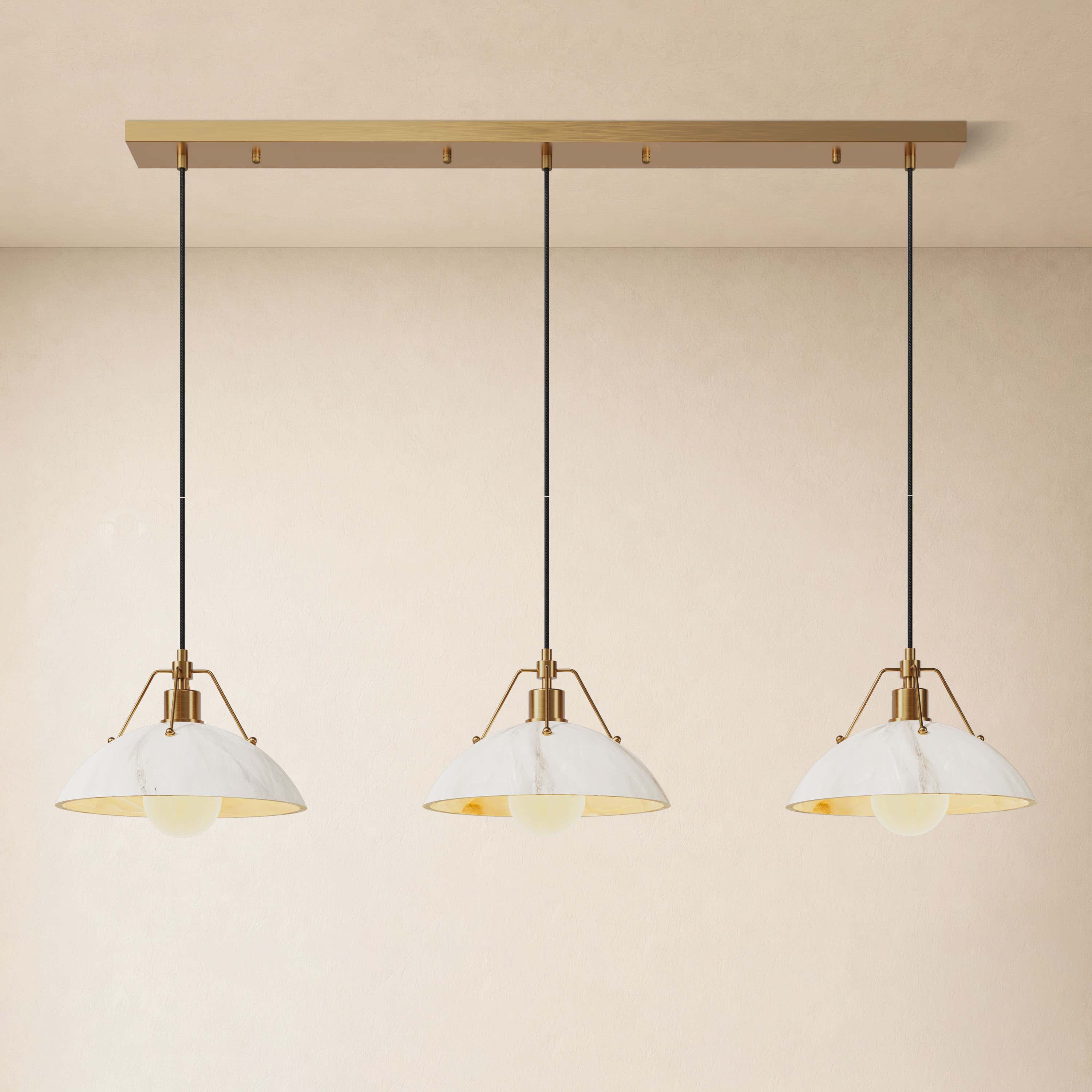 Aurevyn Resin Resin Alabaster Texture Multi-Light Linear Pendant