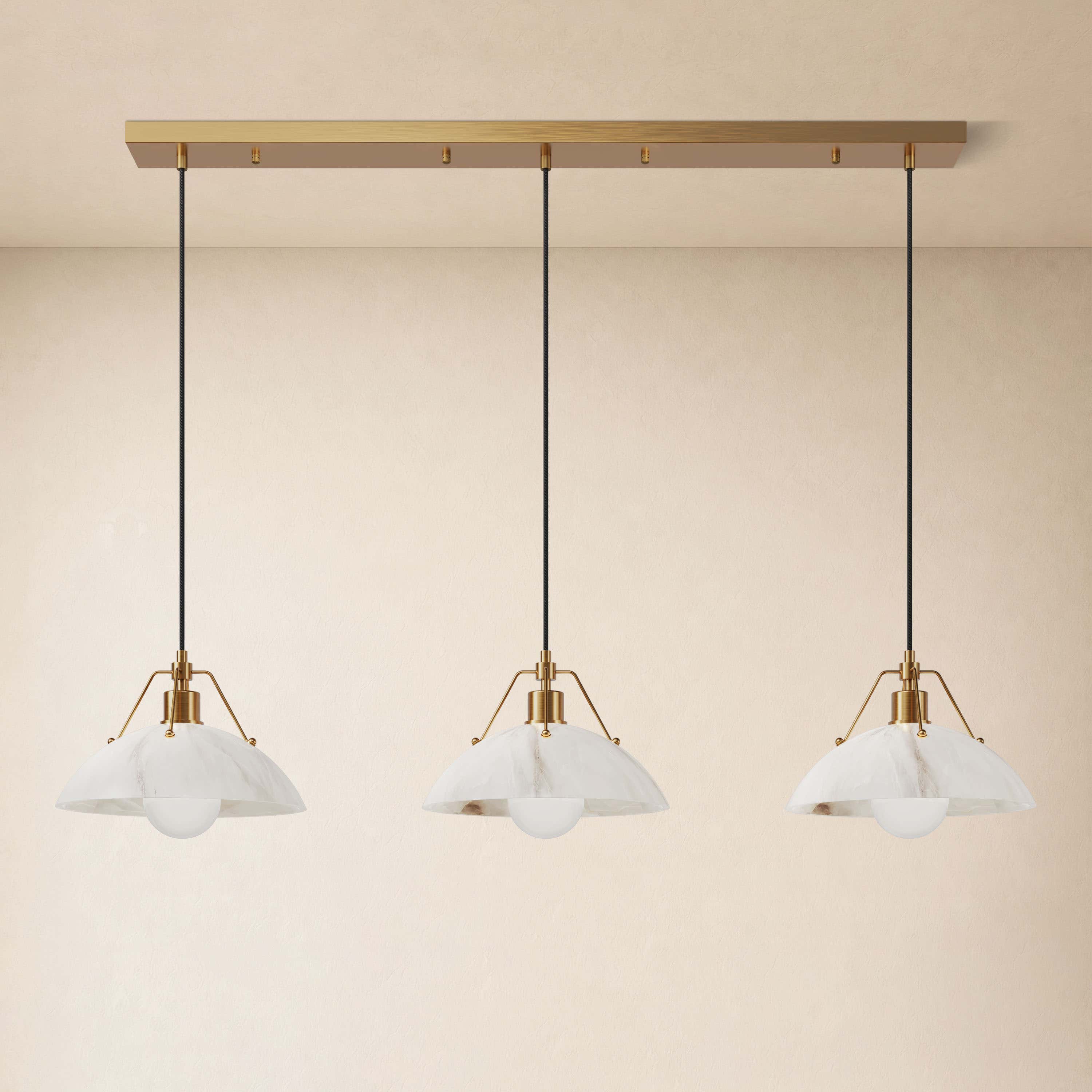 Aurevyn Resin Resin Alabaster Texture Multi-Light Linear Pendant