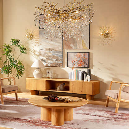 Frostleaf Crystal Cascade Branch Round Chandelier 30"D