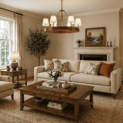 Corvella Leather Round Chandelier