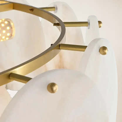 Egwent Alabaster Dish Magnolia Multi-Tiered Round Chandelier 43"D#Finish_Gold