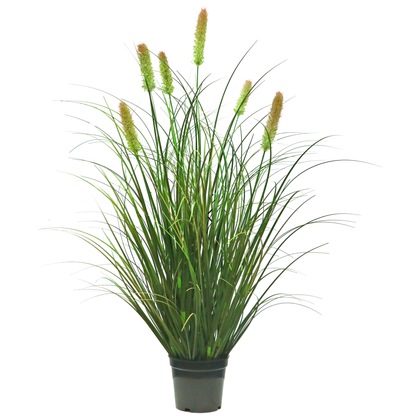 Artificial 6-Head Short Pine Grass with Curved Onion Grass Bonsai 4.3"H