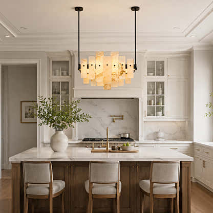 Pietra White Marble Panel Chandelier 27.5"W